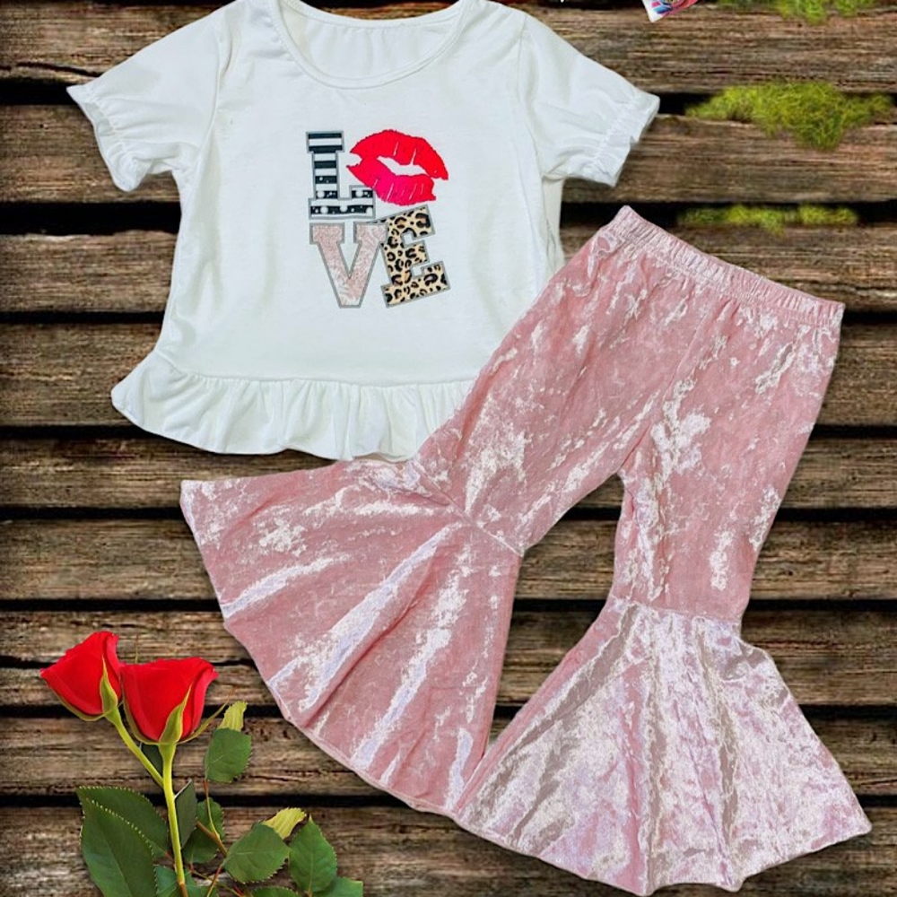 Valentine's Day girl Outfit with Bell bottoms